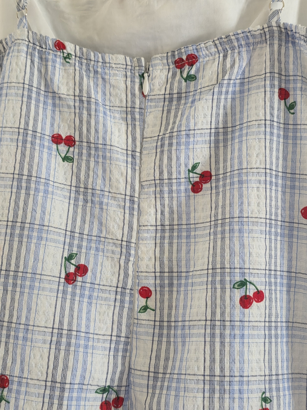 Blue Plaid Cherry Print Sundress Size M - Picture 3 of 4